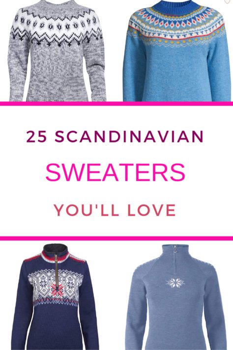 From knitting patterns and brands to know about, to specific sweaters to consider if you want to get cozy in a Scandinavian sweater this winter. Don't miss this post, written by a Norwegian to give you the best of Nordic knits! Nordic Sweaters, Scandinavian Sweater, Norwegian Fashion, Norway Trip, Norwegian Wool Sweater, Norway Design, Norwegian Knitting, Scandinavian Pattern, Norwegian Sweater