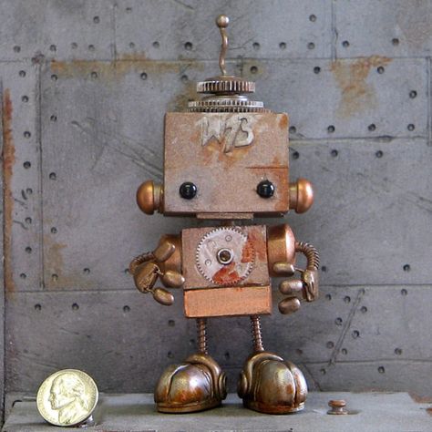 Forgotten Robot  W73 by forgottenrobots on Etsy Metal Robot, Penny, Wall