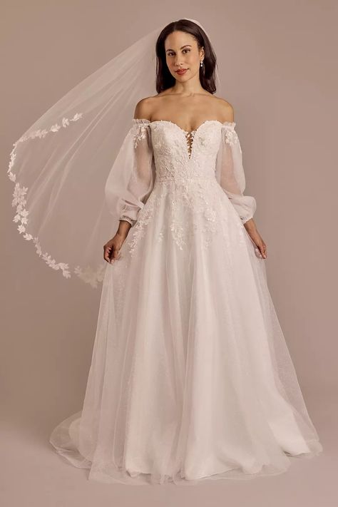 Wedding Dresses - Melissa Sweet Plunge Neckline Billow Sleeve Wedding Dress Style # MS251281 – View Image 4 Melissa Sweet, Wedding Dress Style, Davids Bridal Wedding Dresses, Hawaiian Wedding, Sleeve Wedding Dress, Plunge Neckline, Amethyst Purple, Book An Appointment, View Image