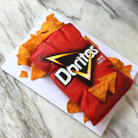 Yep! It's Cake! on Instagram: “Doritos Cake!! Featured: @custom_cakes_ashley  Follow @yepitscake for Custom Cakes Daily!! 🎂 . . . #doritos #doritoscake #nachocheese…” Bf Bday, Cool Cake Designs, 3d Cake, Nacho Cheese, Food Cake, Birthday Template, Bday Ideas, Custom Cakes, 30th Birthday