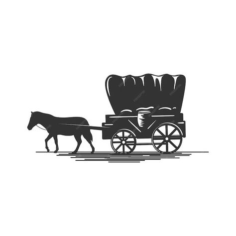 Premium Vector | Retro Silhouette of Texas Cowboy Cart Covered Wagon Western with Horse Illustration Horse Cart, Retro Silhouette, Texas Cowboy, Texas Cowboys, Horse Drawn Wagon, Free Horses, Horse Illustration, Cart Cover, Covered Wagon