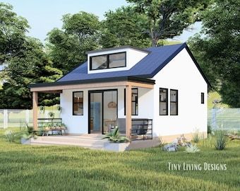 Retirement House Plan 4x7.5 PDF Download - Etsy Tiny House With Bathroom, Tiny Home 400 Sq Ft, 18x24 House Plans, Mini Barn House, Tiny House Plans Layout, Casitas Guest House, Casita Guest House, Guest House Floor Plans, Small Loft House Design