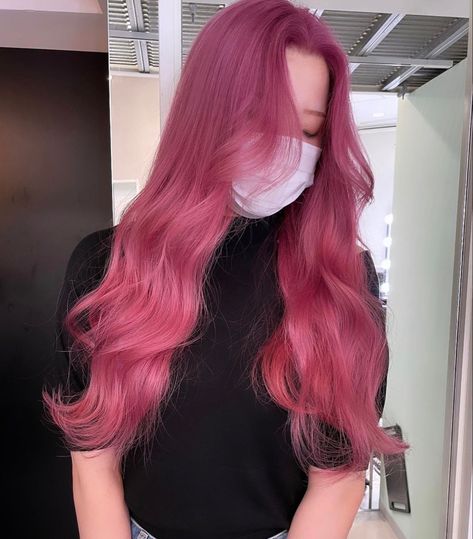 No Bleach Pink Hair, Pink Hair Pale Skin, Pink Hair Brown Skin, Mauve Pink Hair, Pink And Burgundy Hair, Deep Pink Hair, Cherry Pink Hair, Berry Pink Hair, Pinkish Purple Hair