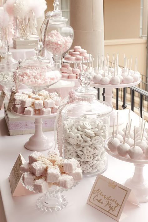 Floral Centerpiece For Round Table, Winter Baby Shower Dessert Table, Dessert Table Backdrop Ideas, Sweet Table Wedding, Candy Bar Wedding, Shower Desserts, Candy Cart, Sweet Tables, Sweet Party