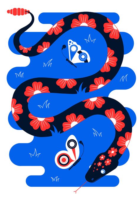 Snake Illustration Design, Digital Art Exhibition, Snake Graphic, Snake Illustration, Wacom Cintiq, Illustration Agency, Snake Design, Exhibition Design, Fabric Painting