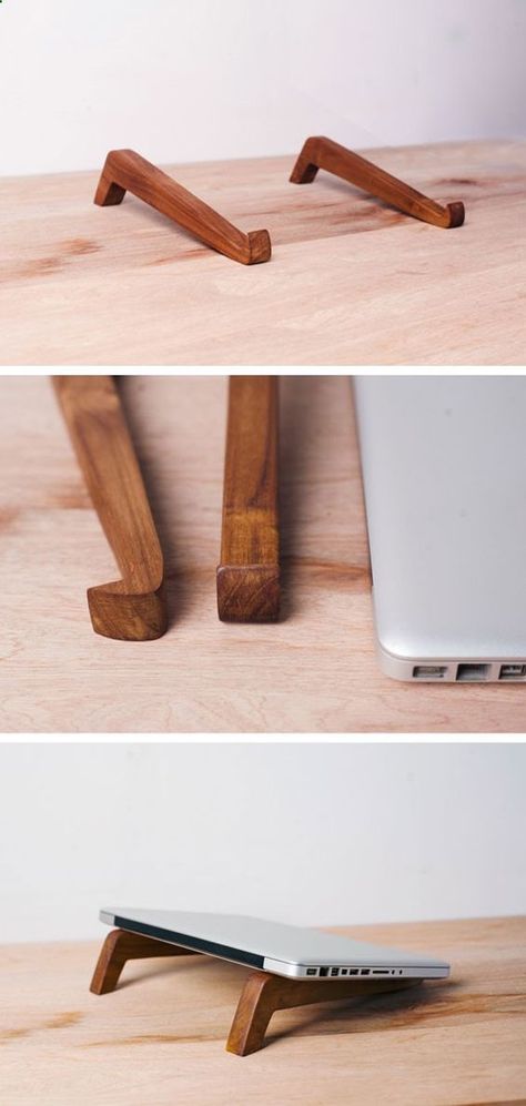 Macbook Stand, Affordable Rings, Diy Laptop, Diy Holz, Laptop Stand, Shelf Styling, Air Circulation, Wooden Crafts, Woodworking Tips