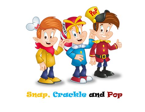 1933, Snap, Crackle and Pop are the cartoon mascots of Kellogg's crisped-rice breakfast cereal Rice Krispies. * 29341/CT Cereal Mascots, Cereal Characters, Rice Breakfast, Snap Crackle Pop, Rice Krispies Treats, Krispies Treats, Rice Cereal, 80s Cartoons, Comic Characters