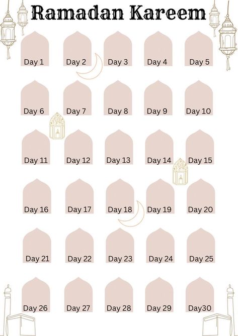 Ramadan Tracker 2024, Planning Ramadan, Ramadan Decorations Printables, Ramadan Tracker, Planner Ramadan, Ramadan Countdown, Ramadan Printables, Ramadan 2024, Ramadan Tips