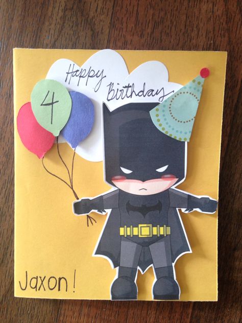 Lyra Batman Card Birthday, Batman Birthday Card, Batman Gifts, Teenager Birthday, Batman Birthday Party, Personalised Gifts Diy, Birthday Card Drawing, Paper Craft Videos, Diy Birthday Gifts For Friends