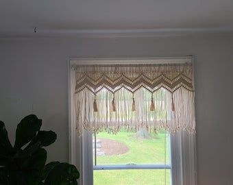 Boho Valances, Macrame Window, Sunflower Curtains, Rideaux Boho, Geometric Headboard, Macrame Curtains, Cortinas Boho, Macrame Headboard, Curtains Window