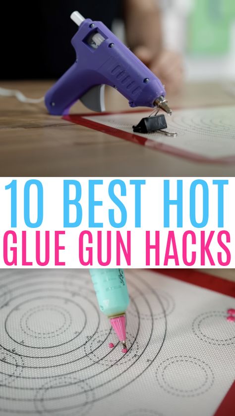 If you’re a crafter, you likely use a hot glue gun on a regular basis. We’ve heard quite a few crafters express some frustration with using one though. These hot glue gun hacks could make a big difference to how you feel about using yours and the results you get. Hot Glue Ideas Diy Projects, Hot Glue Ideas, Hot Glue Painting, Colored Hot Glue, Hot Glue Hacks, Glue Guide, Hot Glue Crafts, Hot Glue Stencil, Crafting Hacks