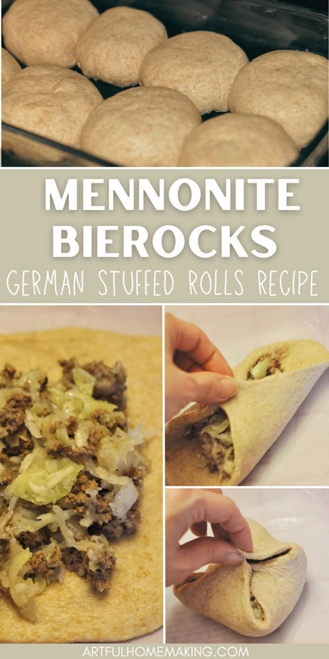 German Bierocks Recipe, Easy Runza Recipe, Bierocks Recipe Easy, Runzas Recipe, Bierocks Recipe, Stuffed Rolls, Mennonite Recipes, German Food Authentic, Hand Pie Recipes