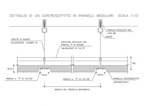 Detail of a false ceiling in modular panels, 1:10 scale cad drawing dwg file - Cadbull False Ceiling Working Drawing, Modular Ceiling Design, Modular False Ceiling Design, False Ceiling Details Drawing, Suspended Ceiling Detail, Ceiling Detail Drawing, False Ceiling Detail, False Ceiling Drawing, False Ceiling Section