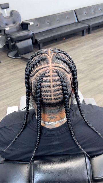 Sideway Braid Hairstyles, Braided Designs For Men, Freestyle Braids For Men, Plat Braids For Men, Zigzag Popsmoke Braids, Zigzag Part Cornrows Men, Men Stitch Braids, Stitch Braids Men, Pop Smock Braids Man