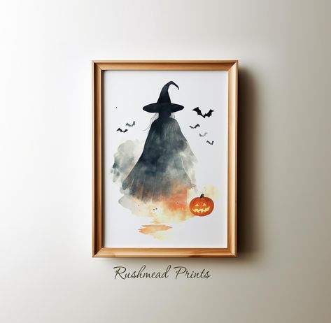 Printable halloween witch wall art ready for you to download. Choose from 5 different aspect ratios and sizes, all included in one purchase, to fit the frame of your choice. This moody spooky print is part of our Autumn collection and is a perfect choice to add colour and interest to your space such as a living room, bedroom or kitchen. The watercolour design will give a contemporary look to your home décor. ------------------------------------------------------- HOW TO DOWNLOAD This listing is Easy Halloween Watercolor, Halloween Watercolors, Halloween Watercolor Painting, Halloween Watercolor Art, Spooky Watercolor, Witchy Wall Art, Halloween Watercolor, Watercolour Design, Learn Watercolor Painting