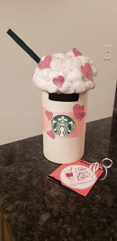 Oatmeal Container Valentines Boxes, Coffee Valentine Box Ideas, Valentine’s Day Box Ideas For School Easy, Starbucks Valentine Box Ideas, Easy Valentines Boxes For Kids School, Valentine’s Day Box Ideas For School, Awana Ideas, Starbucks Crafts, Vday Crafts