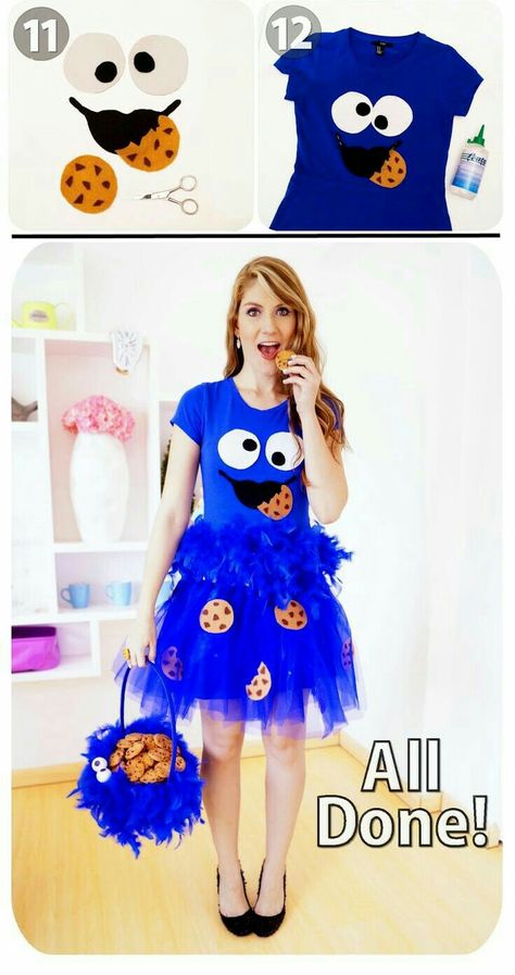 Monster Costume Diy, Diy Fantasia, Cookie Monster Costume, Carnaval Outfit, Monster Costume, Cute Group Halloween Costumes, Carnaval Costume, Best Friend Halloween Costumes, Monster Costumes