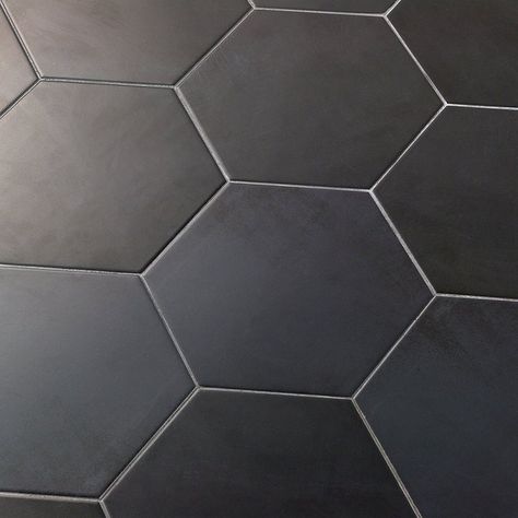 Grey Bathroom Floor, Concrete Look Wall, Dark Gray Bathroom, Zen Room, Ivy Hill Tile, Porcelain Floor, Hexagon Tiles, Grey Bathrooms, Beautiful Tile