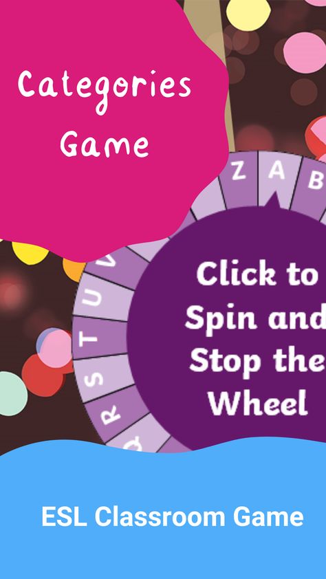 This fun categories game for ESL and EFL students to pratice basic vocabulary. Categories Game, Traditional Game, Fun Educational Games, English Teaching Resources, Esl Classroom, Game To Play, School Celebration, Celebration Day, End Of Term