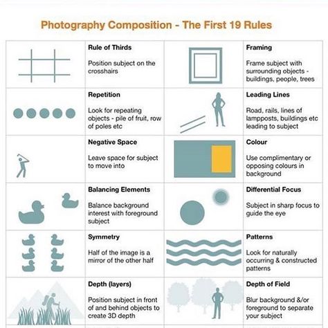 FILMER VISHAL on Instagram: “Photography Composition - Cheat Sheet 📸 Tag someone who would find this…” Photography Classroom, Photography Composition Rules, Composition Rules, Camera Basics, Film Tips, Photography Timeline, Photography Composition, Photography Settings, Photography Cheat Sheets