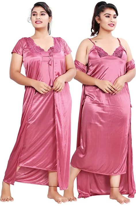 Satin Nighty, Nighty Dress, Beautiful Nightgown, Satin Fashion, Night Gowns, Modern Womens Fashion, Sleepwear Fashion, Women Dresses Classy, Hot Women Dress