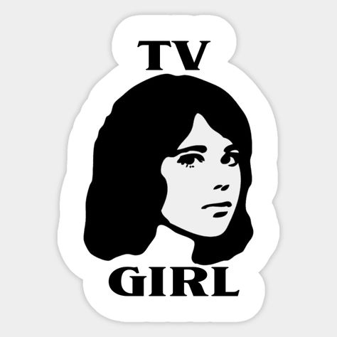 Tv Girl design. -- Choose from our vast selection of stickers to match with your favorite design to make the perfect customized sticker/decal. Perfect to put on water bottles, laptops, hard hats, and car windows. Everything from favorite TV show stickers to funny stickers. For men, women, boys, and girls. Aesthetic Stickers Printable Vintage Black And White, Sticker Design Black And White, Mitski Stickers Printable, Tv Girl Sticker, Downtown Girl Stickers, Tv Girl Art, Stickers Tv Shows, Singers Stickers, Cool Sticker Ideas