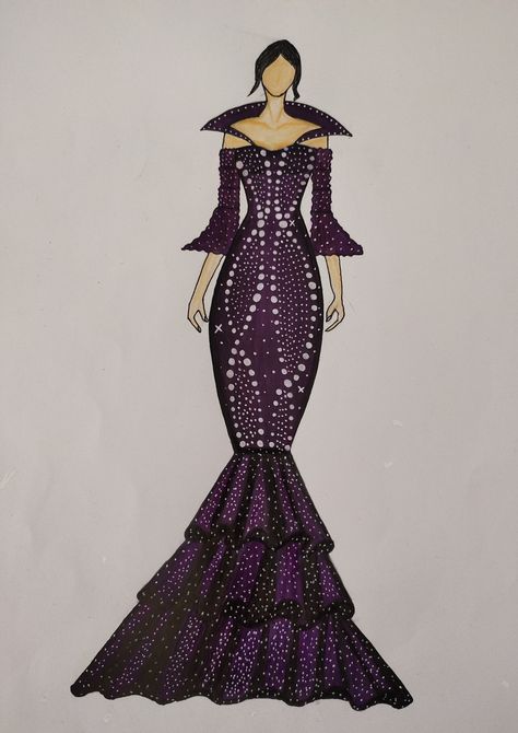 Fashion illustration Principles Of Design Rhythm Pattern, Principles Of Design Rhythm, Rhythm In Design, Rhythm Dress, Dress Illustration, Mermaid Outfit, Fashion Illustration Sketches Dresses, Fashion Design Collection, Sketches Dresses