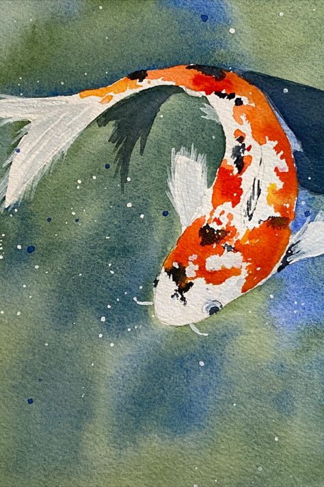 #koifish #watercolorkoi #watercolor #koipond #modernpainting #homedecor #officedecor Watercolour Aquarium, Asian Watercolor, Hatch Drawing, Watercolor Study, Watercolour Sketchbook, Watercolor Koi Fish, Monet Garden, Koi Painting, Loose Watercolor Paintings