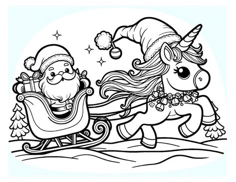 Free Christmas Unicorn Coloring Pages For Kids Christmas Unicorn Svg, Unicorn Christmas Coloring Pages, Christmas Unicorn Coloring Pages, Unicorn Coloring Pages For Kids, Santa Coloring, Coloring Pictures For Kids, Christmas Coloring Page, Christmas Colouring, Santa Coloring Pages