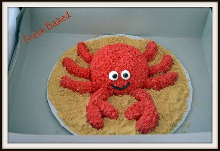 Crab Shaped Cake, Crab Birthday Cake, Crab Birthday Cakes, Sea Cookies, Beach Birthday Cake, Crab Party, Shaped Cakes, Disney Princess Cake, Red Crab