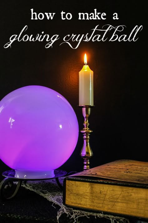 DIY Glowing Crystal Ball for Halloween - how to make a magic crystal ball with just three things and in about 5 minutes! SO EASY! #halloween #crystalball #fortuneteller #halloweendecorations #diyhalloweendecorations #fortunetellerball #glowingcrystalball Fortune Teller Crystal Ball, Magic Crystal Ball, Witch Costume Diy, Glowing Crystal, Magic Crystal, Easy Diy Halloween Decorations, Halloween Ball, Easy Halloween Decorations, Witch Diy