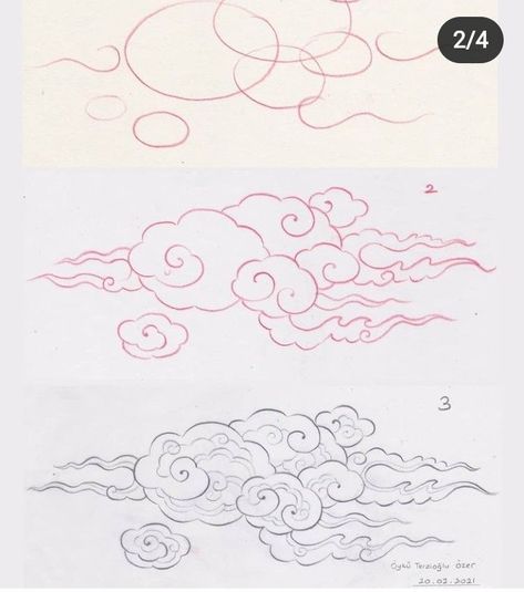 How To Draw Japanese Clouds, Clouds Japanese Art, Japanese Clouds Drawing, Japanese Cloud Design, Asian Clouds Drawing, Chinese Clouds Art, Japanese Clouds Illustration, Japanese Clouds Design, Asian Cloud Tattoo