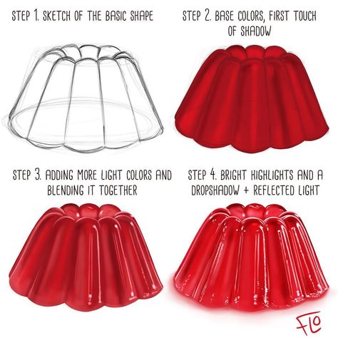 Art with Flo on Instagram: “Painting red jello in Procreate in 4 steps. The fully narrated 45 min tutorial video is available at Patreon. APP: Procreate BRUSHES: Basic…” Reference Photos For Artists, Free Logo Design, Logo Samples, Digital Painting Techniques, Texture Drawing, Inspiration Logo, Procreate Tutorial, Coloring Tips, Digital Art Beginner