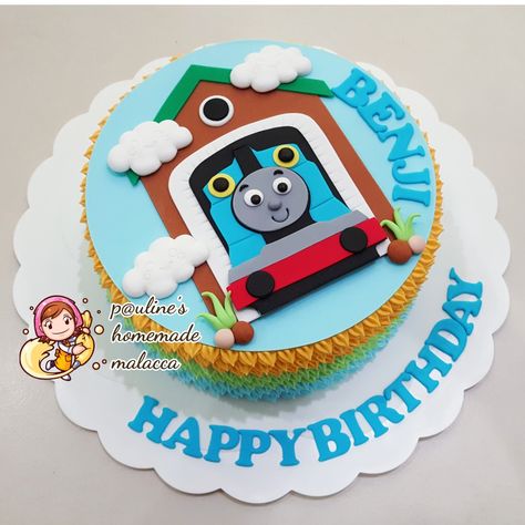 Thomas Train #paulineshomemademalacca 2d Cake, Thomas The Train Cake, Fresh Cream Cake, Thomas Train Cake, Cake Tart, Thomas Birthday, Thomas Train, Train Design, Train Cake