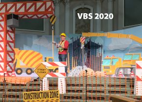 Construction Zone Signs, Construction Decorations, Construction Vbs, Giant Crane, Lifeway Vbs, Vbs Decorations, Paint Stir Sticks, Vbs Themes, Cement Truck