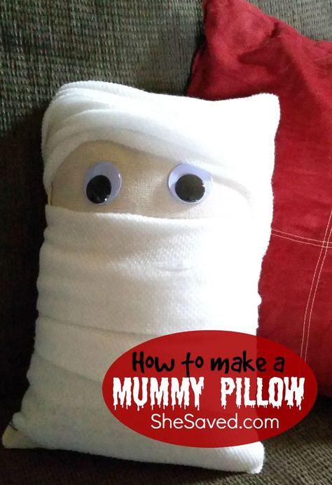 Make your own Mummy Pillow for quick and easy Halloween decor! Mummy Pillow, Easy Halloween Decor, God Cross, Halloween Arts And Crafts, Easy Halloween Decorations, Girls Sister, Halloween Decorating, Scary Halloween Decorations, Halloween Diy Crafts