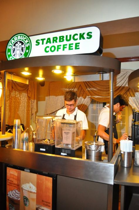 HAHAHA this is so me….maybe a bit overboard though! =P   a starbucks booth for my wedding? so excited!!! Barista Party Ideas, Starbucks Wedding, Cocktail Stand, Seattle Starbucks, Ideas Para Catering, Coffee Booth, Starbucks Party, Coffee Cart, Drink Alcohol