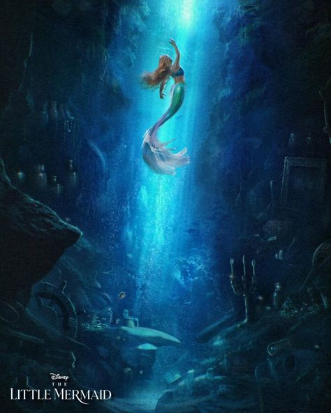 Little Mermaid Live Action, Dark Mermaid, Fairytale Aesthetic, Mermaid Lagoon, Halle Bailey, Disney Live Action, Poster Design Inspiration, Disney Ariel, Mermaid Art