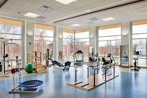 D'Youville Center for Advanced Therapy Rehabilitation Gym Cabinet Kine, Physiotherapy Room, Physio Clinic, Chiropractic Office Design, Mobility Training, Therapy Clinic, Therapy Practice, Physiotherapy Clinic, Gym Interior