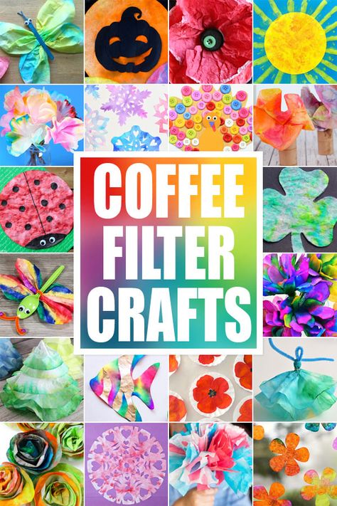 Coffee Filter Crafts For Kids, Coffee Filter Art Projects, Watermelon Craft, Coffee Filter Flowers Diy, Adorable Crafts, Coffee Filter Art, Craft Paper Design, Origami Paper Flowers, Watermelon Crafts