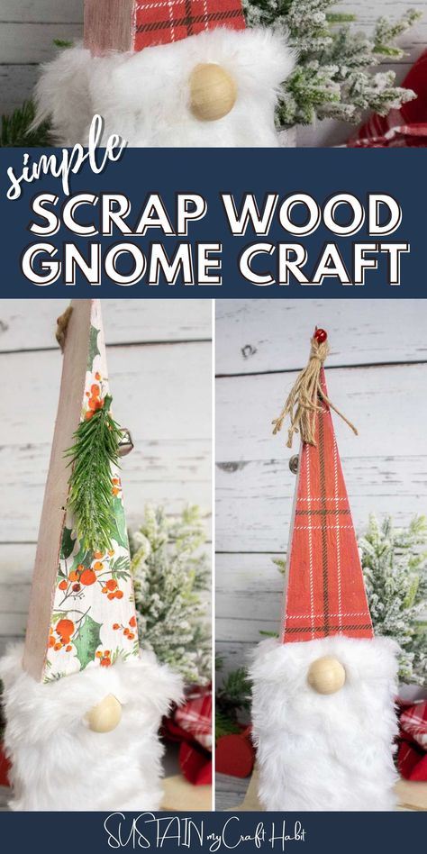 This simple scrap wood gnome craft did not take long at all, and was used with upcycle items. Make your own scrap wood gnome today! Making Gnomes, Wooden Gnomes, Gnome Craft, Gnome Crafts, Decorative Paper Napkins, Diy Gnome, Mini Iron, Gnome Hat, Quick Crafts