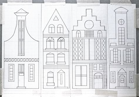 https://flic.kr/p/cAsS5S | Dutch Canal House Pattern | Beginning of St. Nicholas Day project.  gingerbreadsnowflakes.com/node/578 Dutch Houses, Gingerbread House Template, Focus Images, House Pattern, Cute Little Houses, Travel Wall Decor, House Template, Dutch House, Canal House