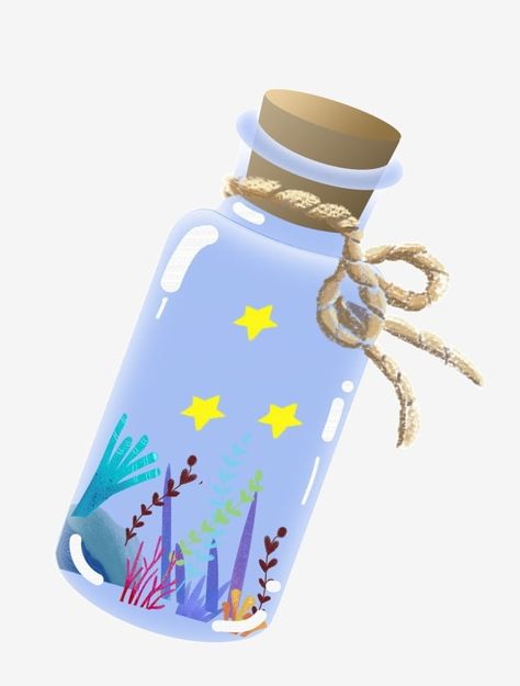 dream drift bottle,blue drift bottle,glass bottle decoration,stars,seaweed,marine plants,wishing bottle,cartoon illustration,stars clipart,ocean clipart,bottle clipart,seaweed clipart Seaweed Clipart, Glass Bottle Decoration, Illustration Stars, Calming Bottle, Fantasy Ocean, Stars Clipart, Ocean Bottle, Bottle Illustration, Ocean Clipart