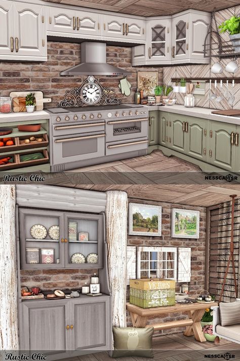 Your sim will love cooking and spending time in this kitchen. Kitchen inspired by a rustic style.✨Have fun!✅BASE GAME + CC from TSR ✌️Click on the post and download✔️ THX❤️ #ts4builds #sims4 #sims4builds #sims4home #sims4builds #sims4buildsideas #ShowUsYourBuilds #thesims4 #Sims4 #sims4game #ts4 #sims4houses #sims4cc #sims4interior #ts4cc #thesims4 #ts4house #simshousedesign #sims4rooms #simsbuilds #simsbuild #sims4cc #ccfinds #s4 #s4cc Sims 4 Cottage House Interior, Sims 4 Rustic Kitchen, Sims 4 Kitchen Ideas Base Game, Ts4 Cc Furniture Kitchens, Ts4 Kitchen Cc, Sims 4 Cc Farmhouse, Sims 4 Cc Furniture Kitchens, Cottagecore Dining Room, Sims4 Ideas