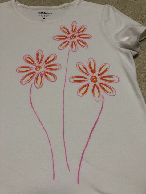 Puffy Paint Designs, Puffy Paint Shirts, Paint Shirt, Summer Drawings, Paint Shirts, Puff Paint, Puffy Paint, Simple Flowers, Simple Art