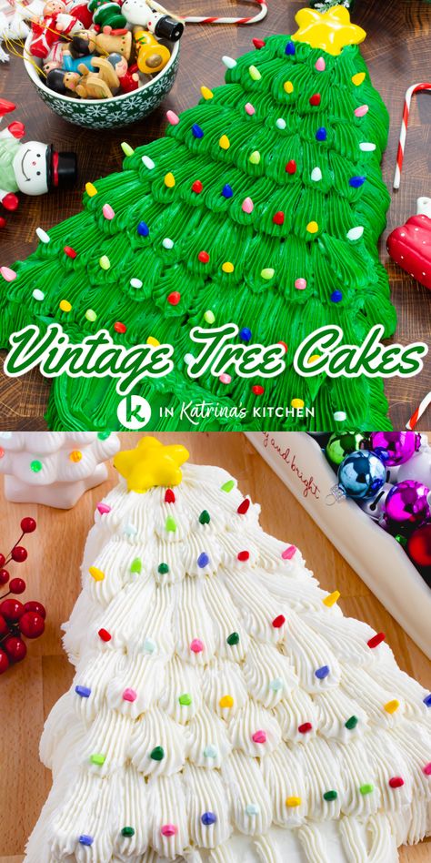 Dessert Christmas Recipes, Unfrosted Cake, Vintage Christmas Party, Flat Christmas Tree, Store Bought Frosting, Dessert Christmas, Cake Templates, Christmas Dessert Recipes, Festive Food