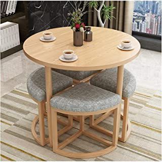 Amazon.co.uk: Dining Tables - Dining Tables / Dining Room Furniture: Home & Kitchen Wooden Round Dining Table, Round Wooden Dining Table, Restaurant Tables And Chairs, New Classic Furniture, Table And Chair Set, Living Kitchen, Kitchen Table Settings, Restaurant Tables, Table And Chair