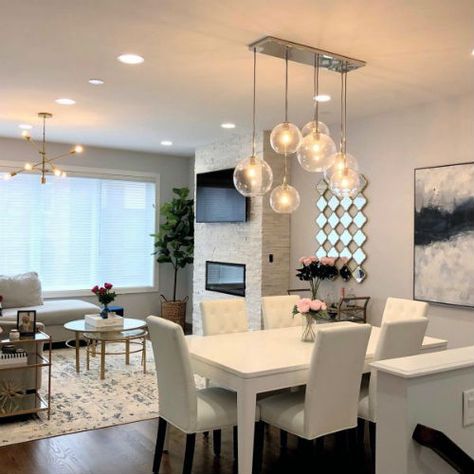 Small Dining Room Light Fixtures, Long Dining Room Tables, Long Narrow Living Room, Dinning Room Lighting, Alternative Seating, Dining Room Ceiling Lights, Condo Living Room, Narrow Living Room, West Town