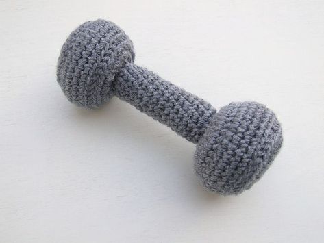 Cute Little Crochet Barbell #crochet Crochet For Boys, End To End, Crochet Dog, Love Crochet, Crochet Dolls, Amigurumi Doll, Stuffed Toys Patterns, Cute Crochet, Fitness Diet