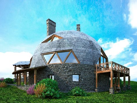 Cob House Plans, Dome Greenhouse, Dome Homes, Dome Building, Geodesic Dome Homes, Dome Structure, Dome Home, Architecture 3d, Dome House